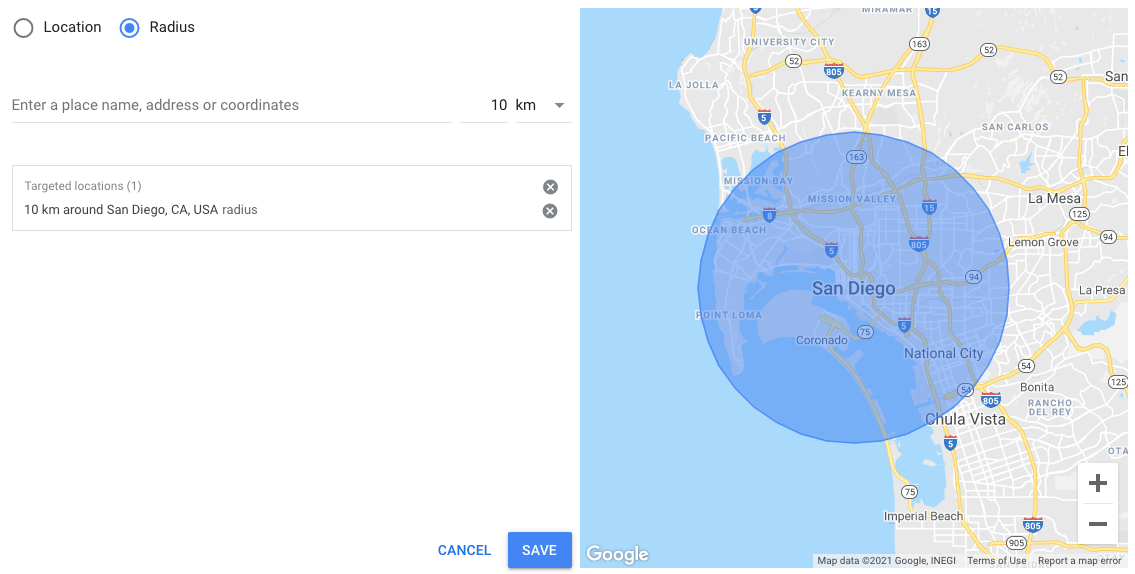 Locations for Google Ads